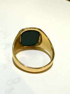 18ct Yellow Gold Bloodstone Mens Signet Ring