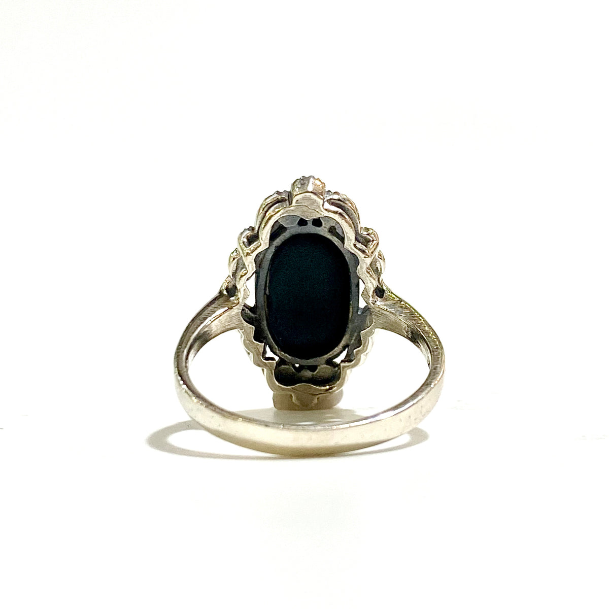 Sterling Silver Black Onyx and Marcasite Ring