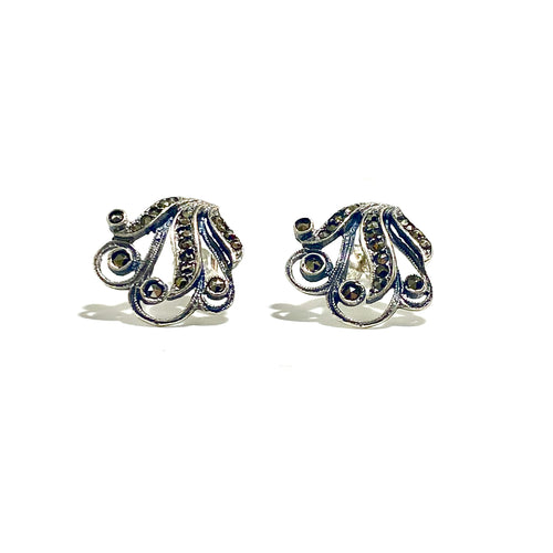 Sterling Silver Marcasite Stud Earrings