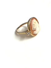 9ct Yellow Gold Diamond and Conch Shell Cameo Ring