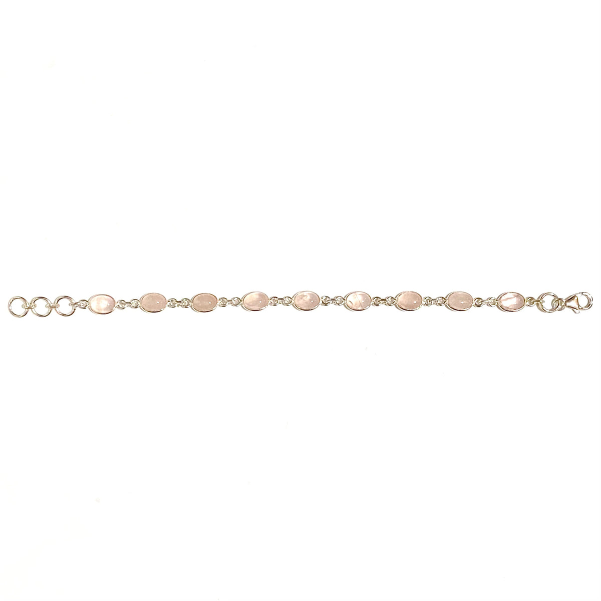 Sterling Silver Rose Quartz Cabochon Bracelet