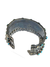 Large Sterling Silver Zuni Turquoise Cuff