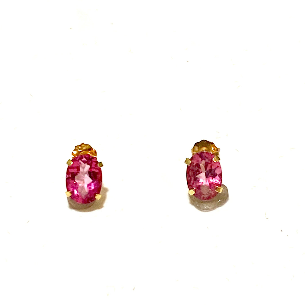14ct Gold Pink Tourmaline Stud Earrings