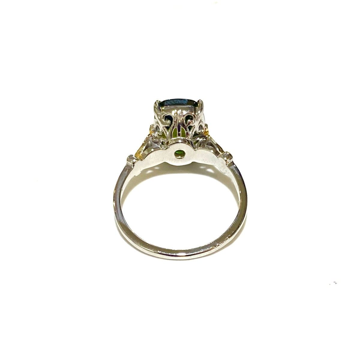 18ct Gold 3ct Parti Coloured Cushion Cut Sapphire Ring