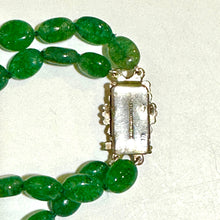 Natural Emerald Two-Strand Beaded Necklace with White Gold Clasp