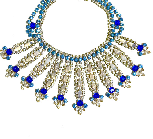 Czech Gablonz Moonstone and Crystal Necklace