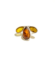 Sterling Silver Amber Teardrop Ring