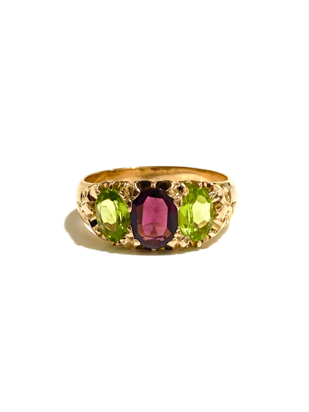 15ct Gold Peridot & Garnet Ring