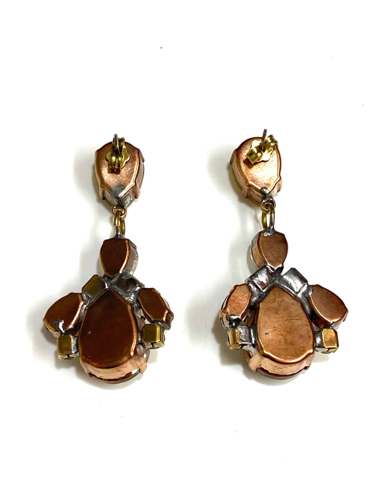 Yellow and White Crystal Drop Earrings