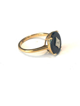 9ct Gold Round Black Onyx and Diamond Ring