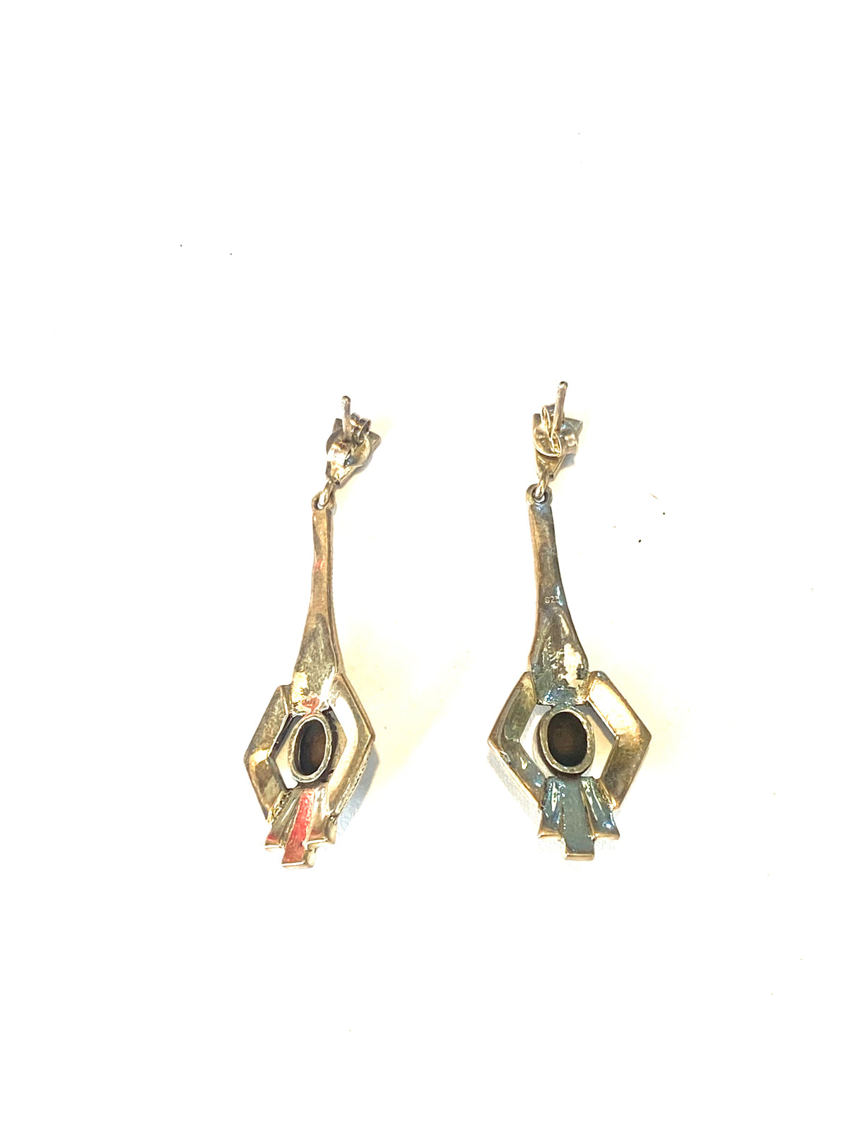 Sterling Silver Onyx and Marcasite Art Deco Inspired Earrings