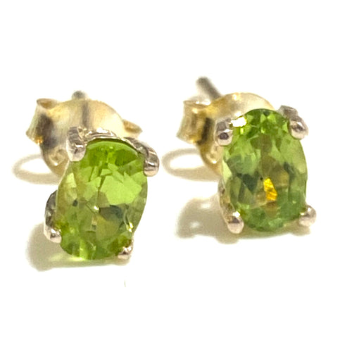 Small Sterling Silver Peridot Stud Earrings