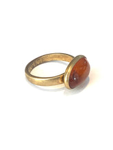 Sterling Silver Gold Plate Rounded Amber Ring