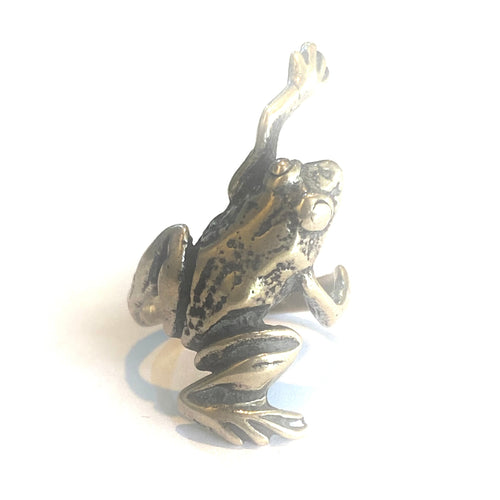 Sterling Silver Frog Reaching Up Ring