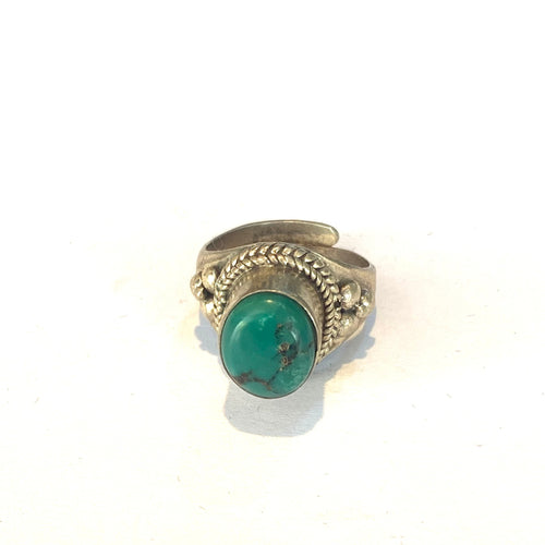 Sterling Silver Turquoise Engraved Band Ring