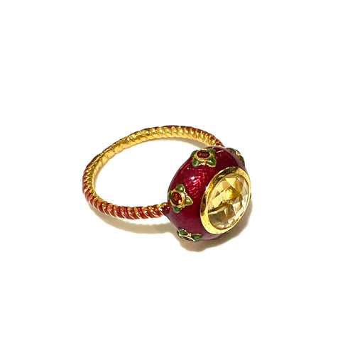 Gemstone and Enamel Ring