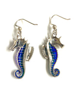 Sterling Silver and Enamel Seahorse Earrings