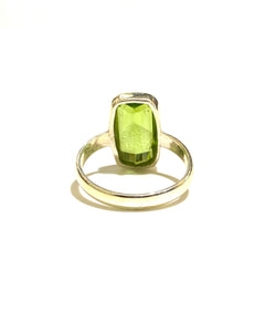 Sterling Silver Large 5ct Bezel Set Peridot Ring