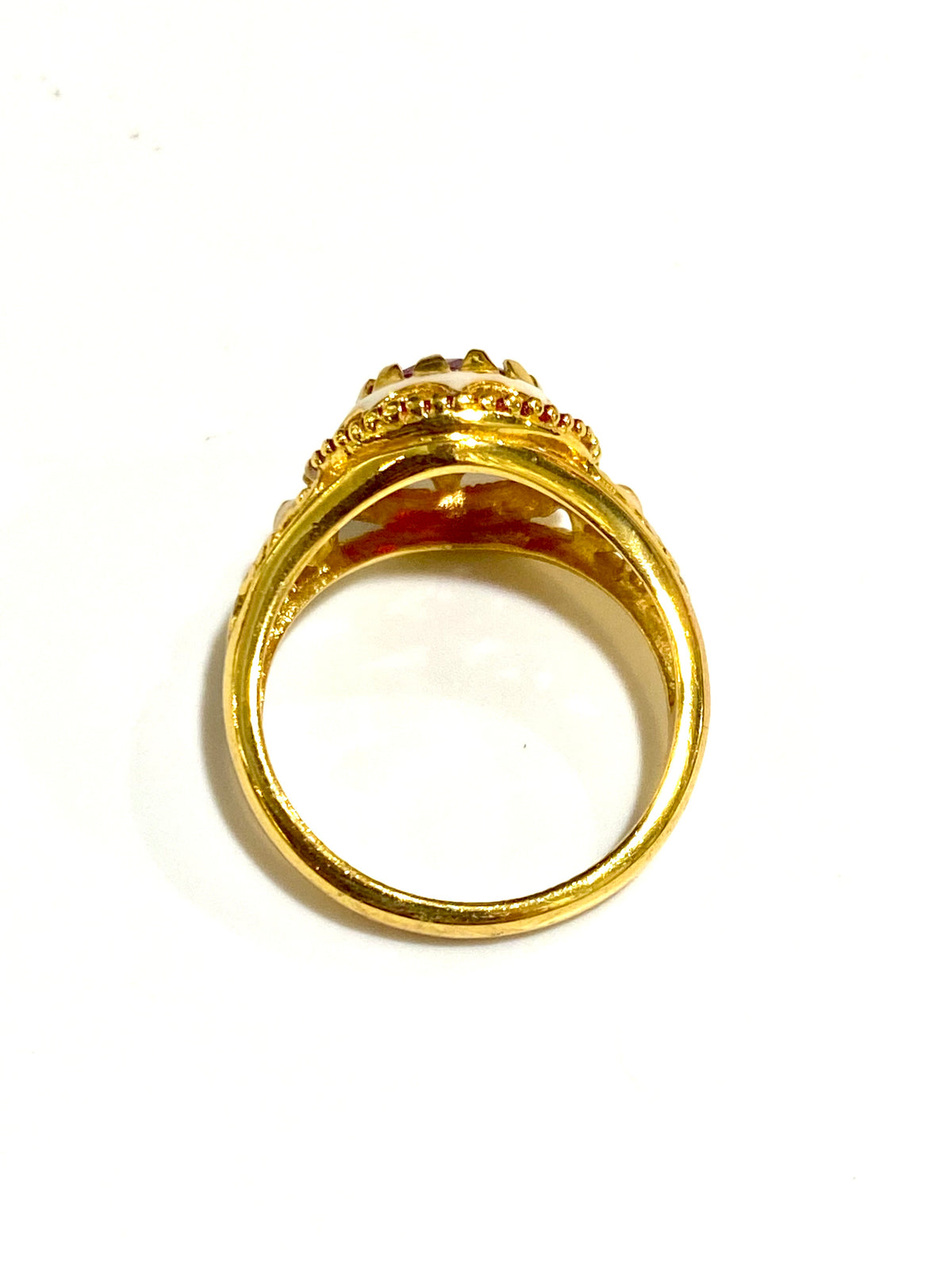 Brass Enamel and Gemstone Ring