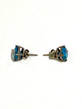 9ct White Gold Blue Zircon Stud Earrings