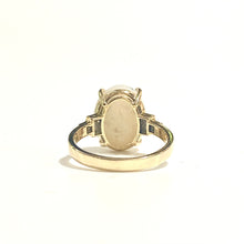 9ct Yellow Gold Solid White Opal and Diamond Ring