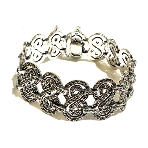 Sterling Silver Art Deco-Style Marcasite Bracelet