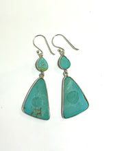 Sterling Silver Turquoise Kite Shape Hook Drop Earrings