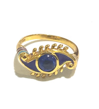 Gemstone, Blue Enamel and Sterling Silver Brass Evil Eye Ring