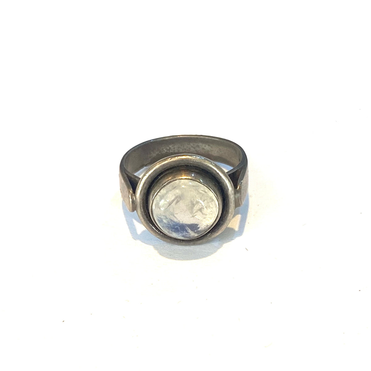 Sterling Silver Round Moonstone Ring