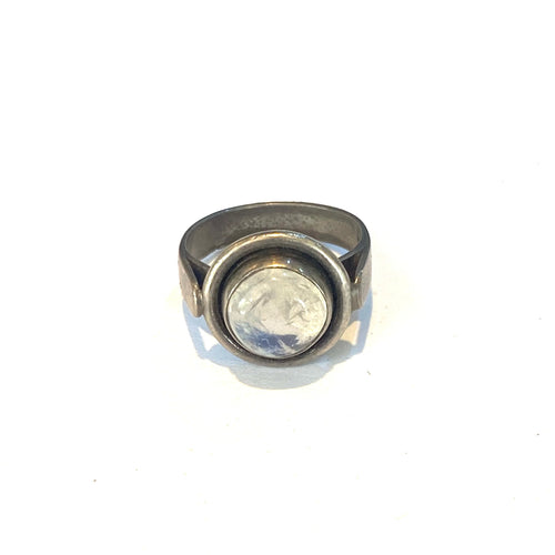 Sterling Silver Round Moonstone Ring