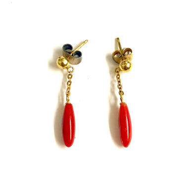 9ct Gold Coral Drop Earrings