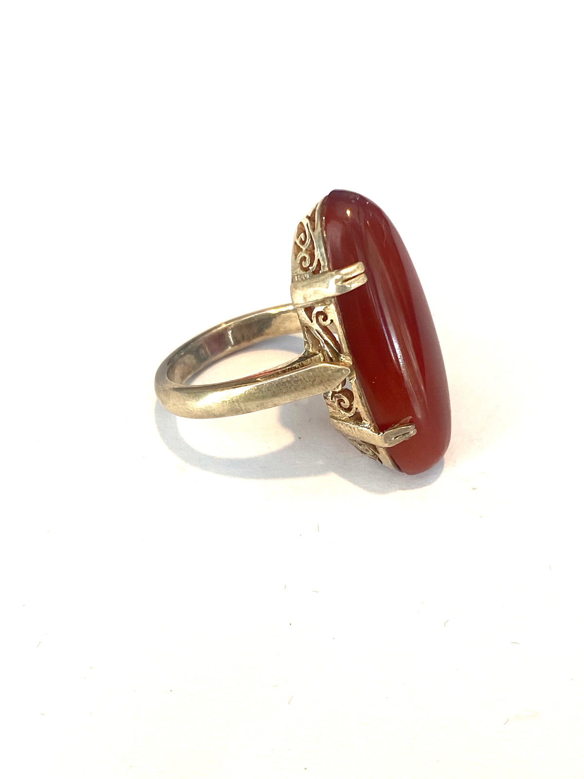 Sterling Silver Long Carnelian Ring
