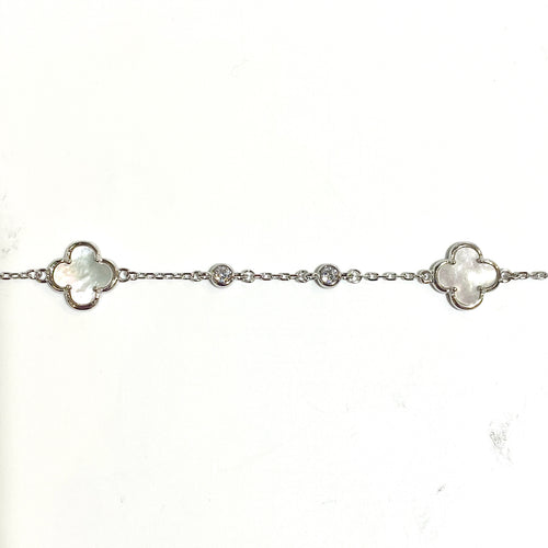 Sterling Silver Mother of Pearl and CZ Bracelet