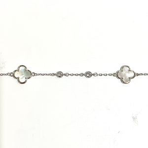 Sterling Silver Mother of Pearl and CZ Bracelet