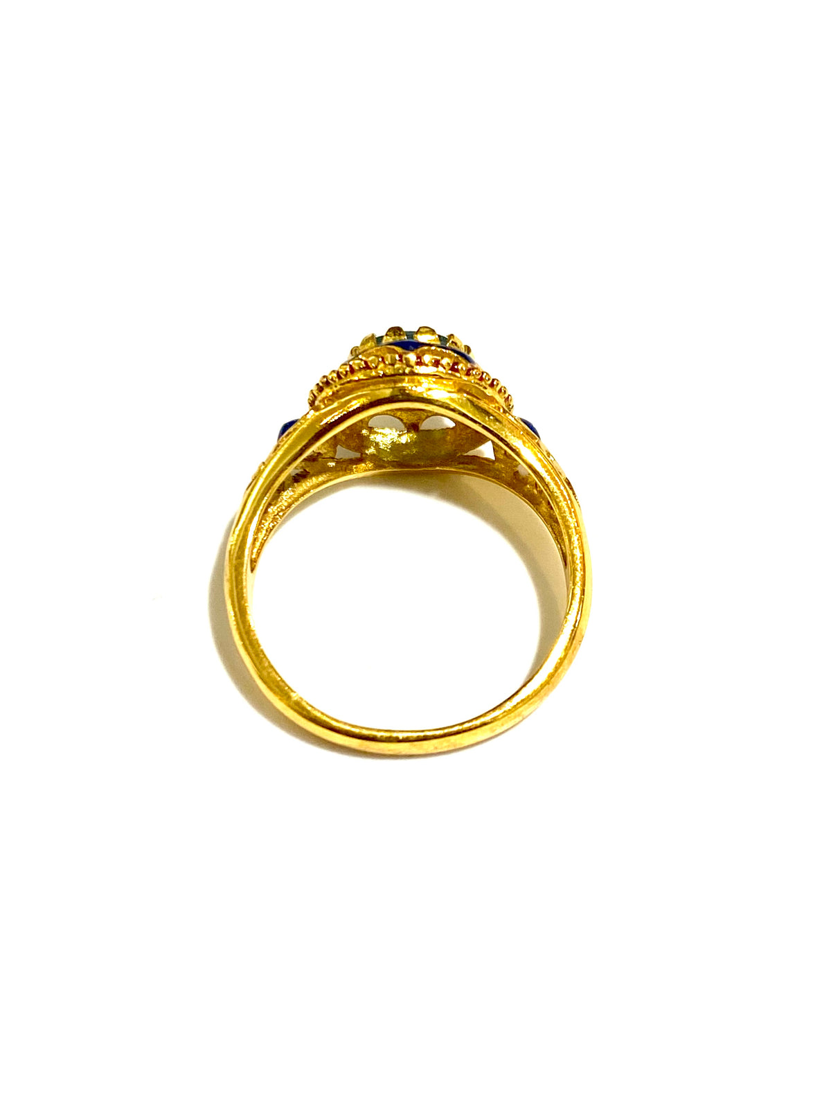 Brass Enamel and Gemstone Ring