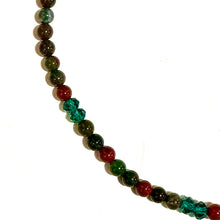 Round Bloodstone and Crystal Beaded Necklace with Magnetic Clasp