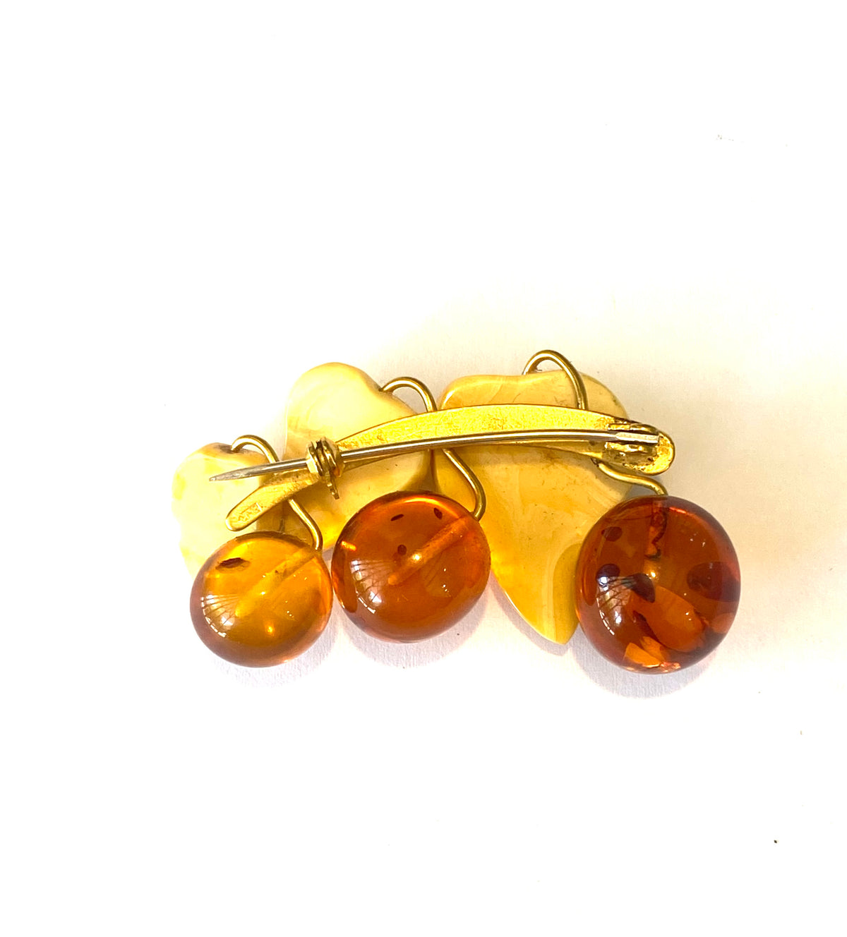 18ct Gold Honey and Butterscotch Amber Brooch