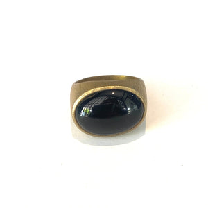 Onyx and Sterling Silver Gold Plate Ring