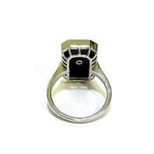 9ct White Gold Onyx and Diamond Ring