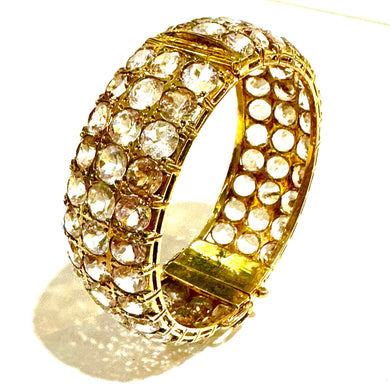 Sterling Silver Gold Plated Natural Zircon Hinged Bangle