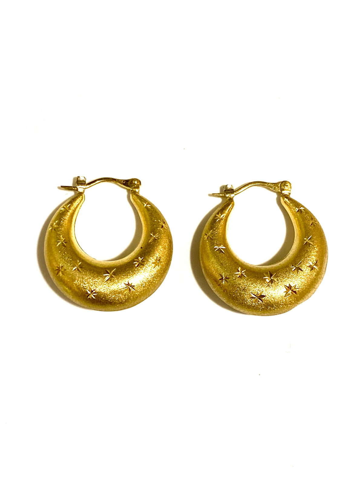 18ct Gold Chunky Crescent Star Hoops