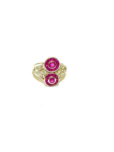 9ct White Gold Diamonds and Ruby's set ring in a Target Design