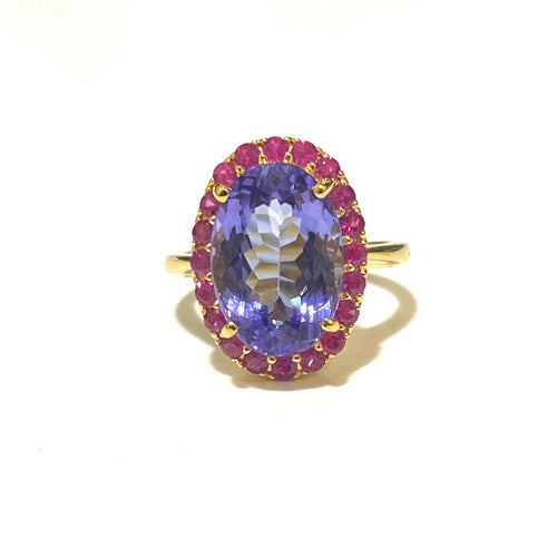 9ct Gold Tanzanite and Ruby Ring