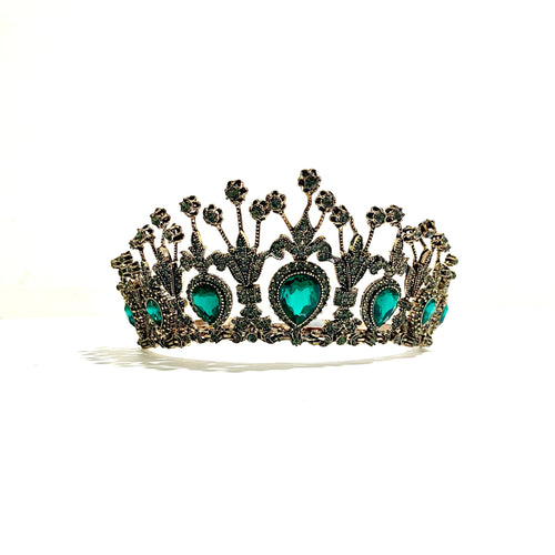 European Brass, Copper and Green Cubic Zirconia Tiara