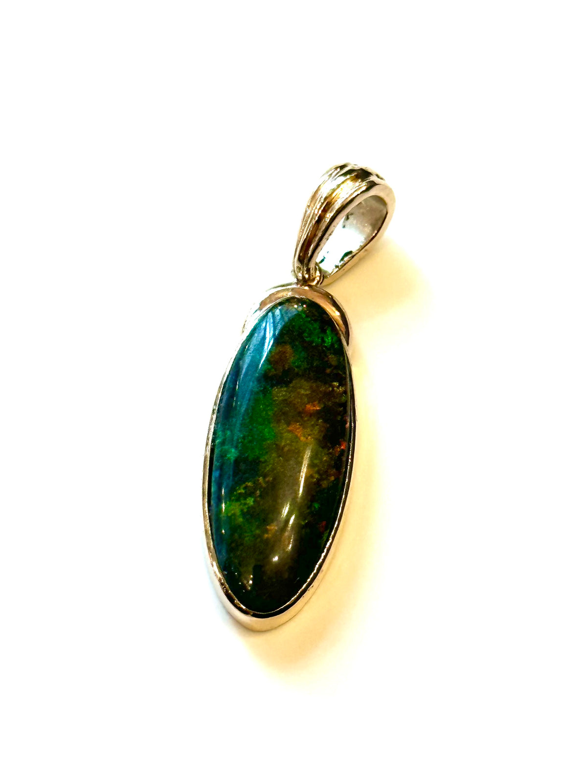 9ct Gold Oval Black Opal Pendant