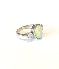 9ct Gold Solid Opal and Diamond Ring
