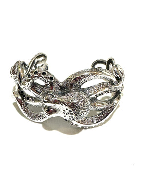 Large Sterling Silver Realist Octopus Cuff