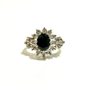 9ct Yellow Gold Black Spinel and Diamond Cluster Ring