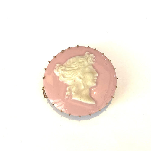 9ct Rose Gold Porcelain Cameo Brooch