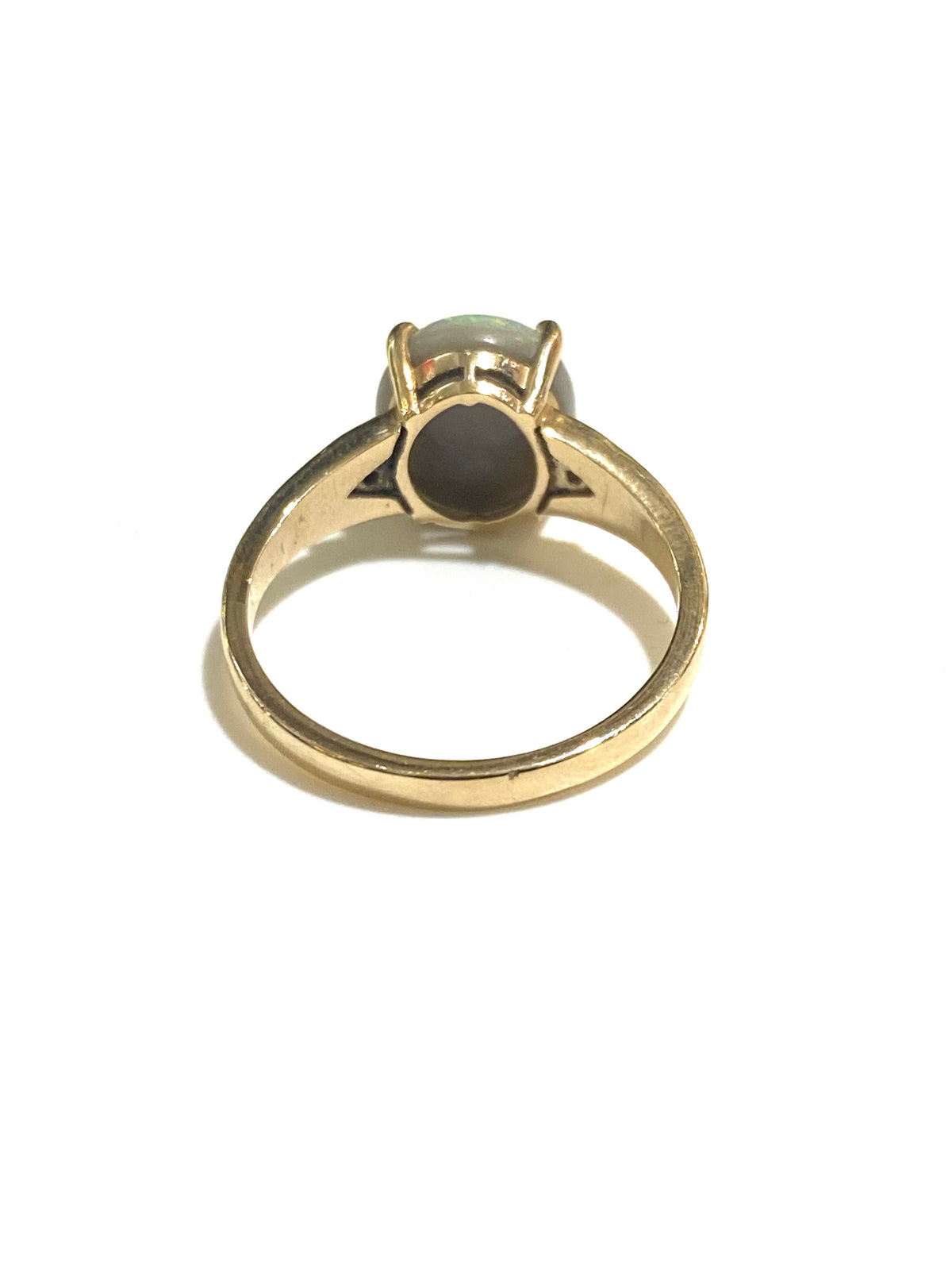 9ct Yellow Gold 2.25ct Solid Semi Black Opal and Diamond Ring